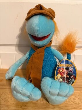 Blue Plush Fraggle Doll with Brown Hat & Scarf